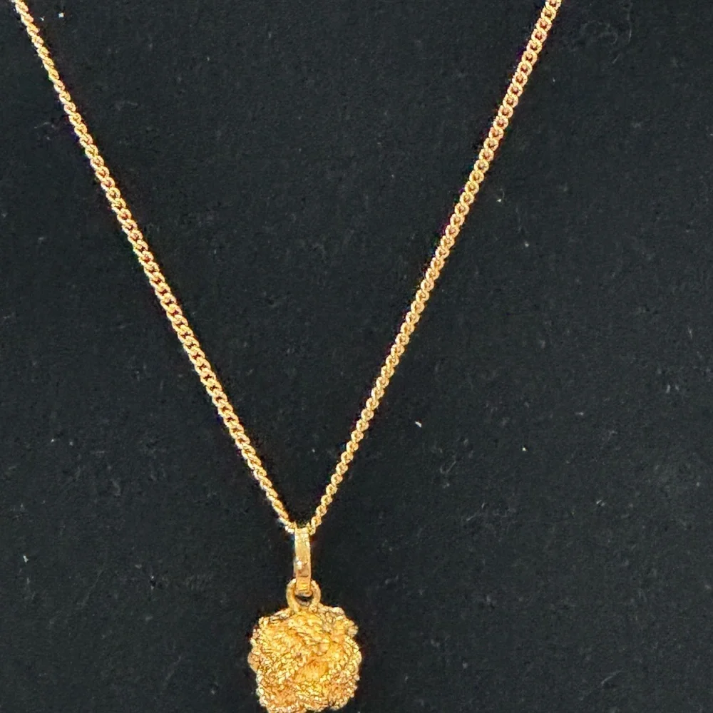 CHANEL Vintage Gold Metal Chain Necklace Roped Ball Drop Pendant Necklace Signed